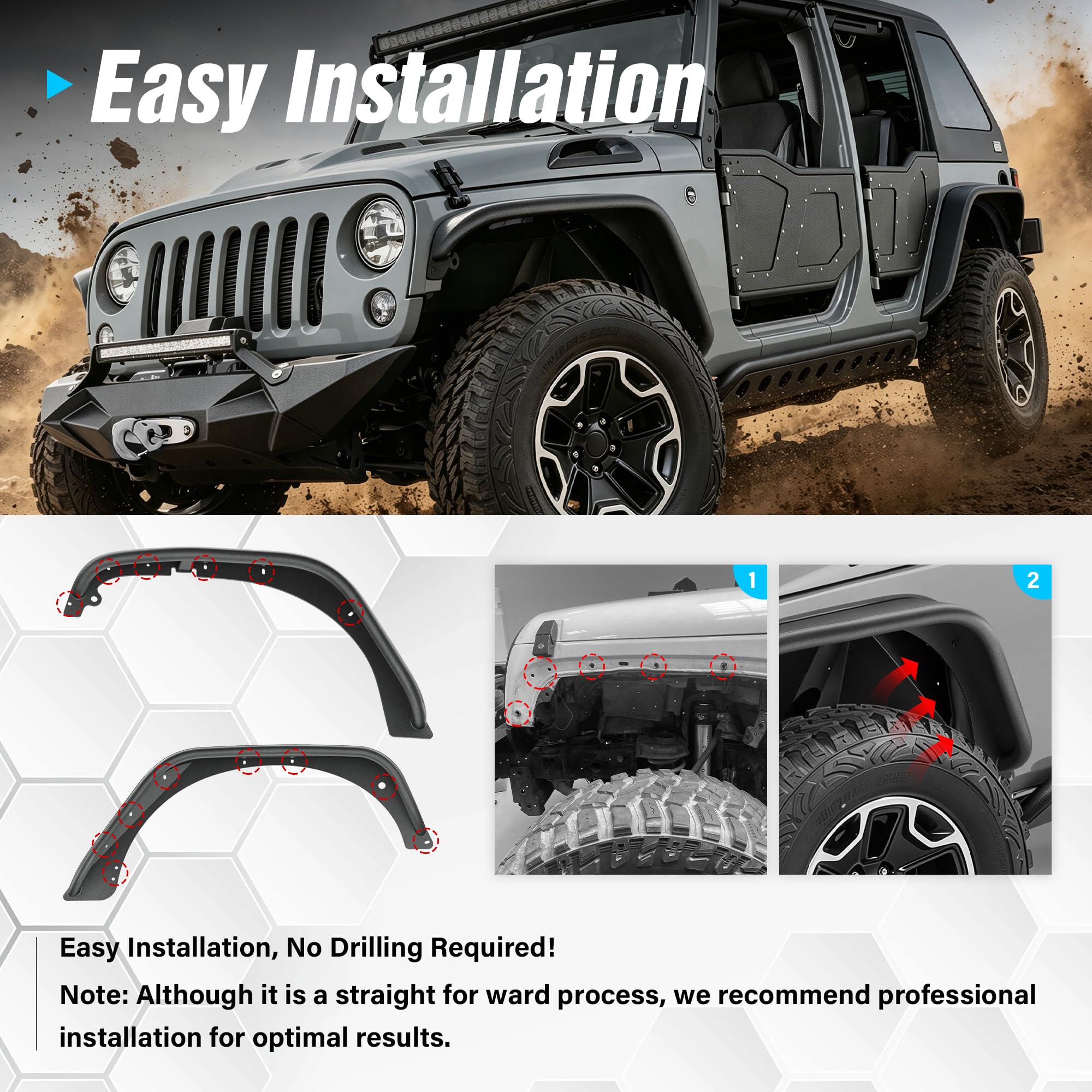 Amazon.com: YZONA Front & Rear Tubular Fender Flares Kit